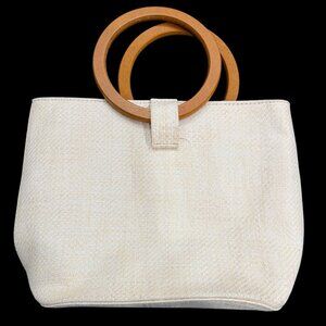 Canvas Tote Bag with Wooden Ring Handles